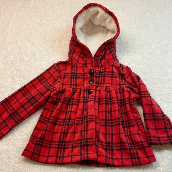 Carters Fleece Hooded Jacket Red/Black - Picture 1 of 8